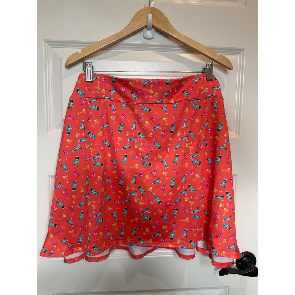 Coral Bay Golf Skort Womens 2X Coral Red Tropical Drink Cocktail Print Athletic